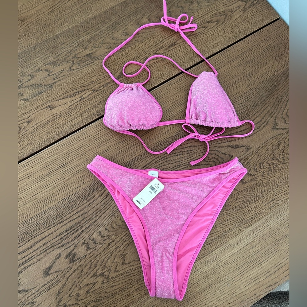NWT Aerie pink glitter swimsuit